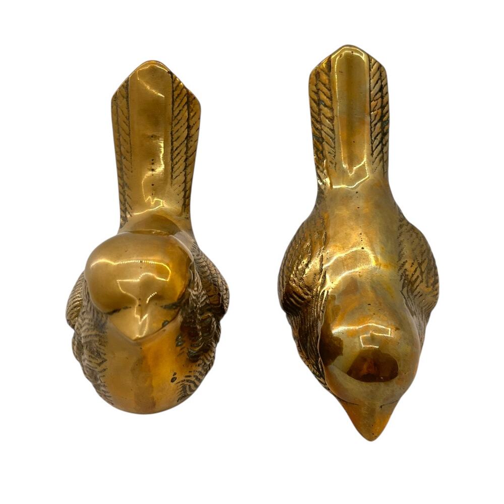 Vintage Brass Set of 2 Birds Home Decor Small Farmhouse Rustic Traditional - Picture 2 of 8